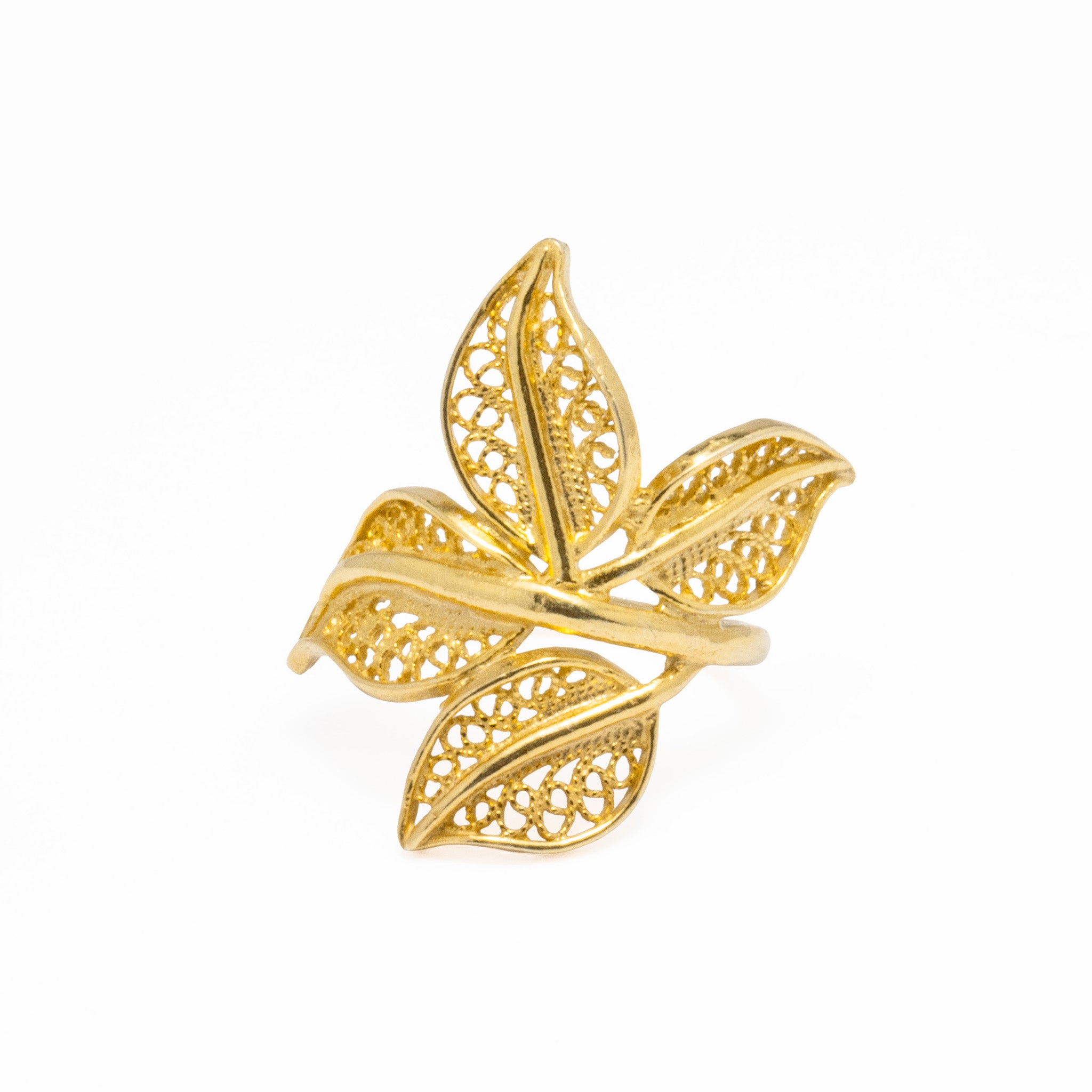 Anel Prata Dourada Filigrana