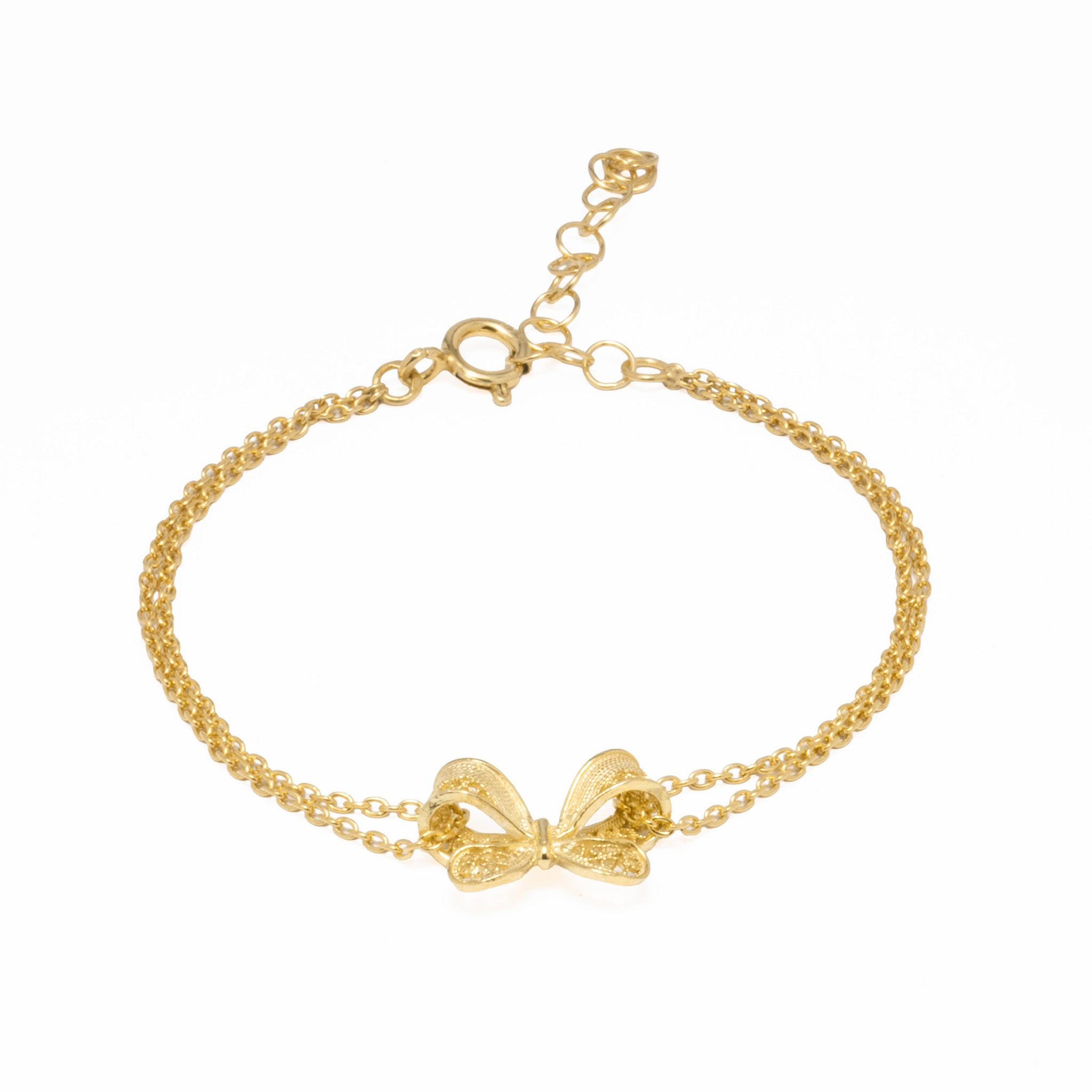 Pulseira Prata Dourada Filigrana - Laço