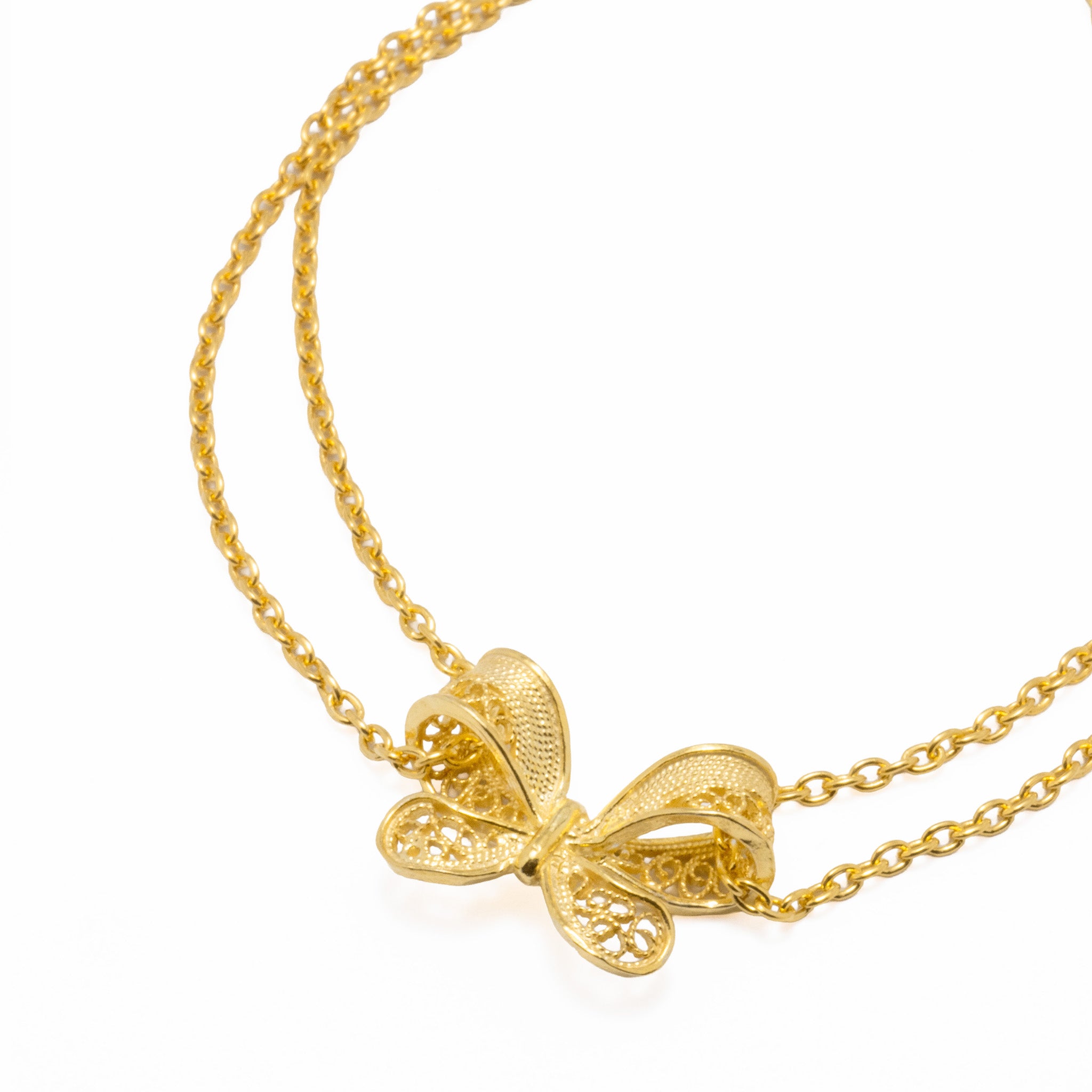 Pulseira Prata Dourada Filigrana - Laço