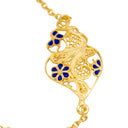 Pulseira Coração de Viana em Filigrana com Flores - Prata Dourada