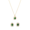 Conjunto Colar e Brincos Prata Dourada com Zircónias