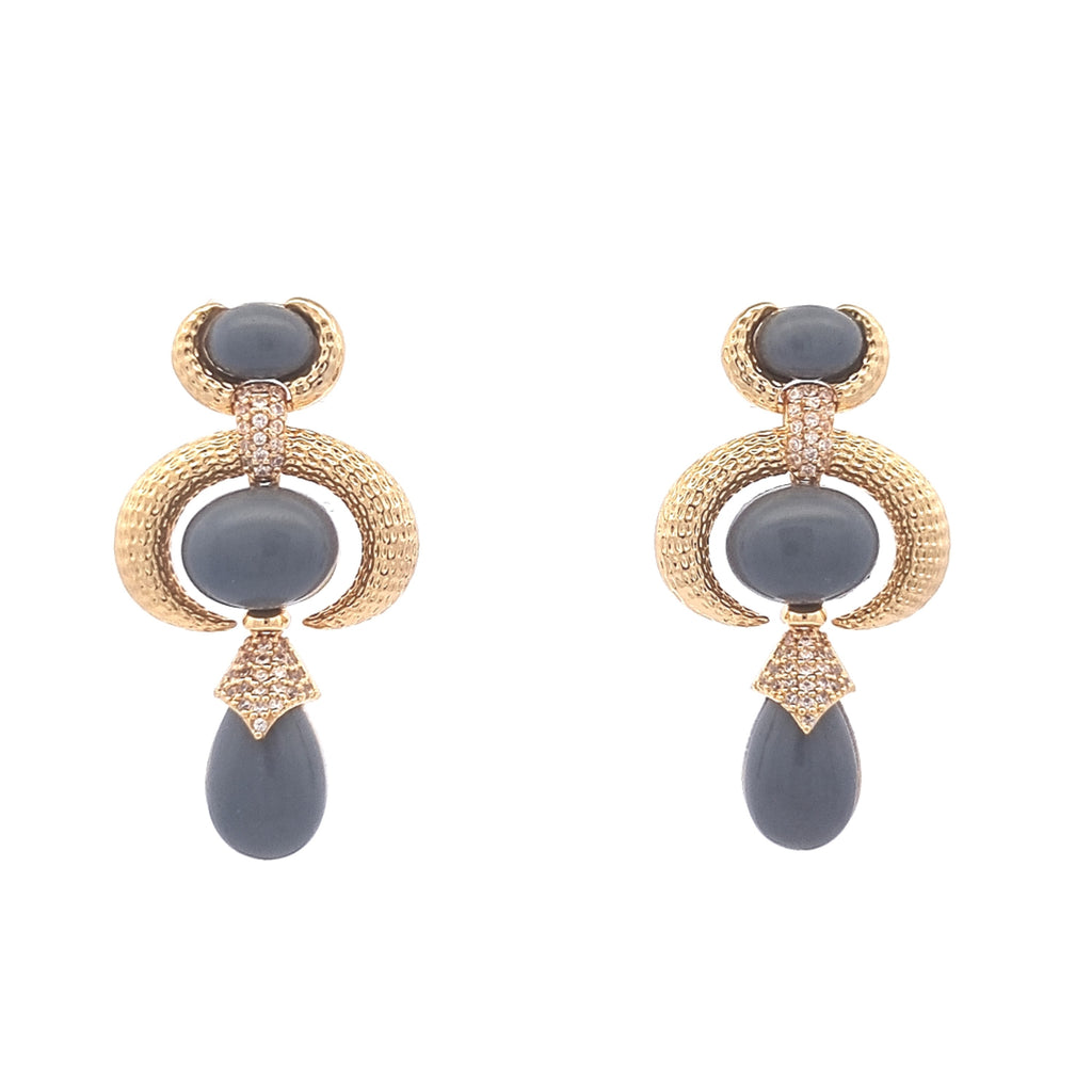 Brincos Dourados com Zircônias - Coleção Brass