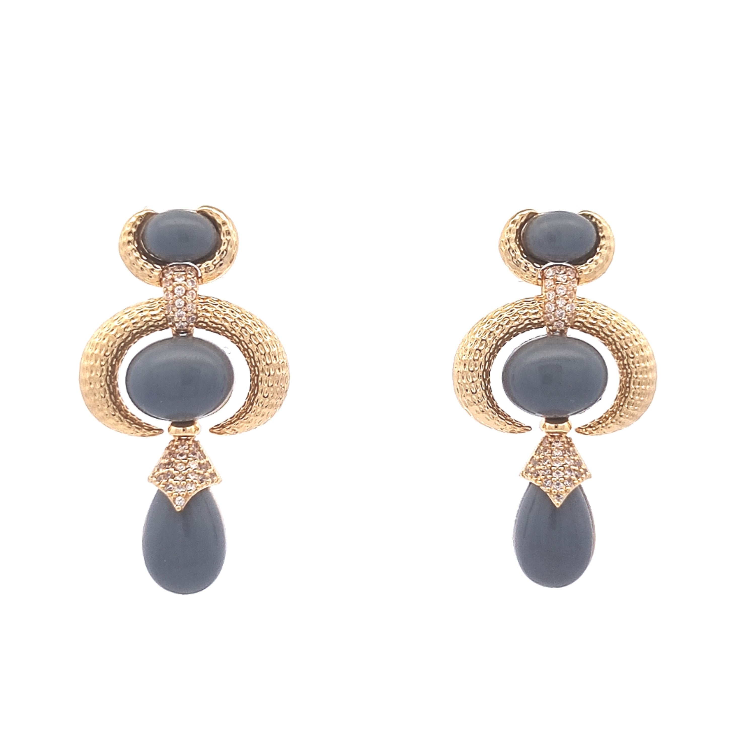 Brincos Dourados com Zircônias - Coleção Brass