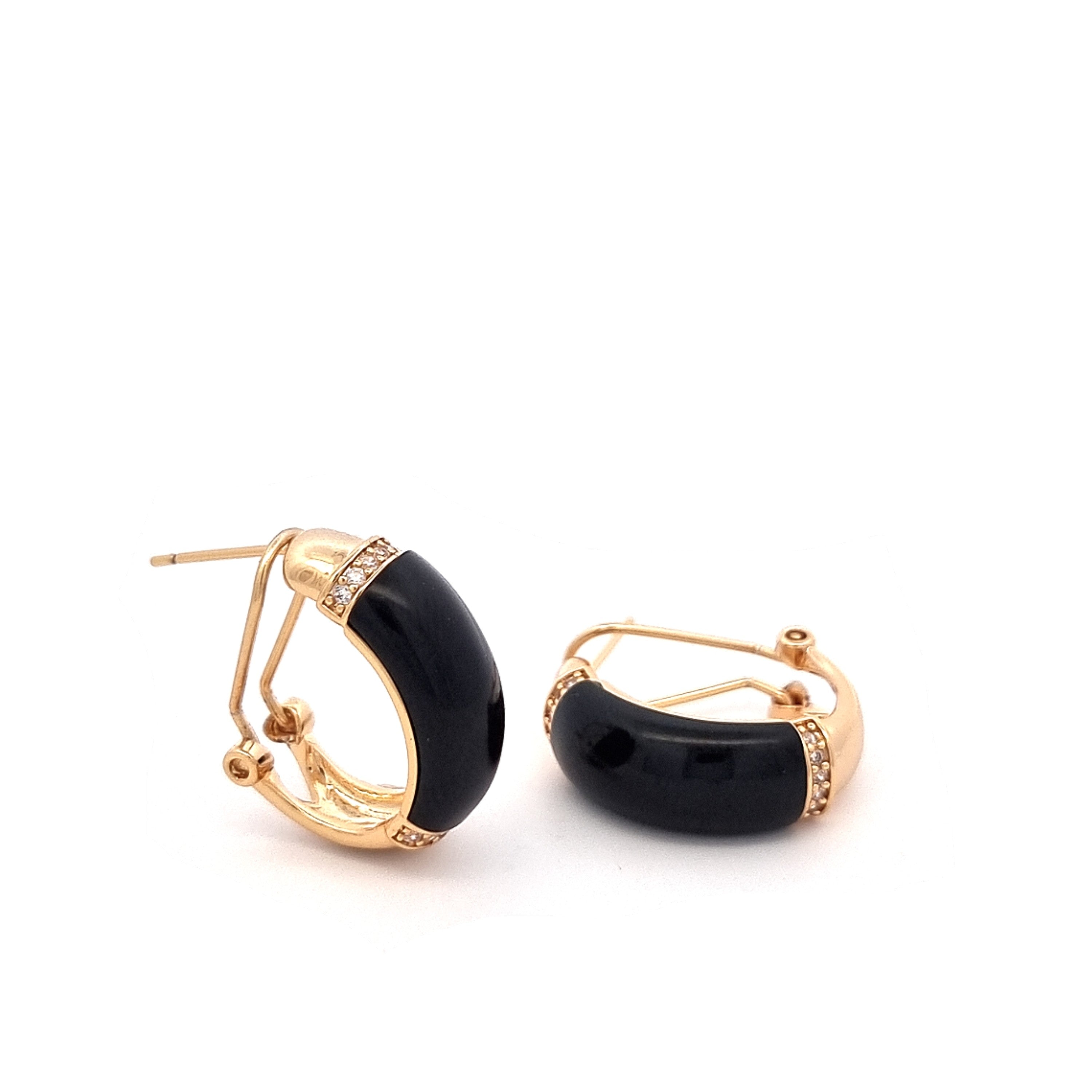 Brincos Dourados com Zircônias - Coleção Brass