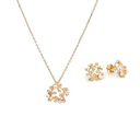 Conjunto Colar e Brincos Prata Dourada com Pérolas - Coleção Flower