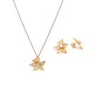 Conjunto Colar e Brincos Prata Dourada com Zircónias - Coleção Flower