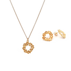 Conjunto Colar e Brincos Prata Dourada com Pérola - Coleção Flower