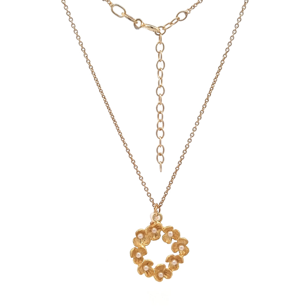 Conjunto Colar e Brincos Prata Dourada com Pérola - Coleção Flower